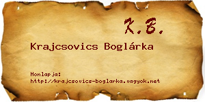 Krajcsovics Boglárka névjegykártya